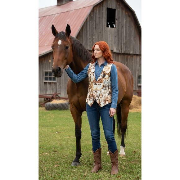 VTG 90s Saddle River Puppy Dog Vest Small | Dog Print Preppy Classic Cottagecore - Picture 8 of 9